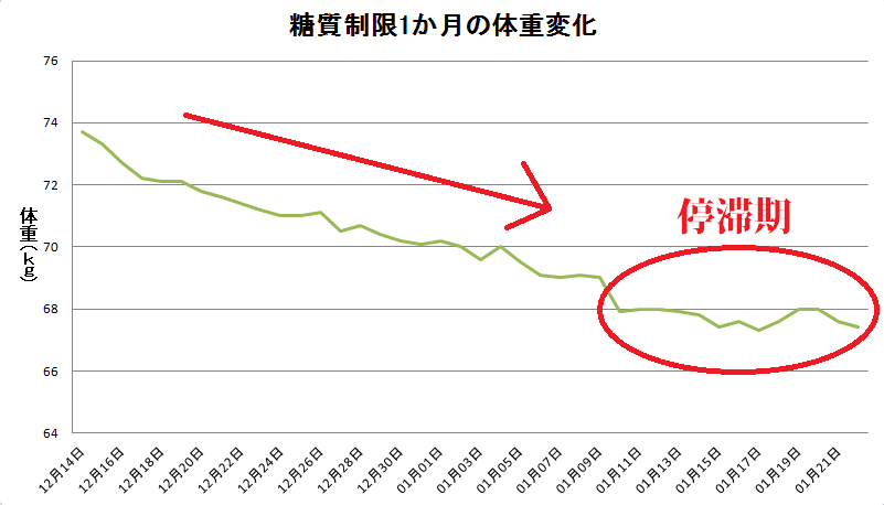 糖質制限ダイエット1か月の体重変化